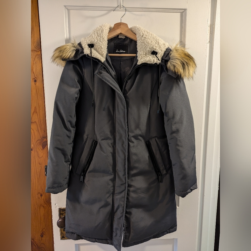 Sam Edelman Faux Fur Trim Down Parka XS